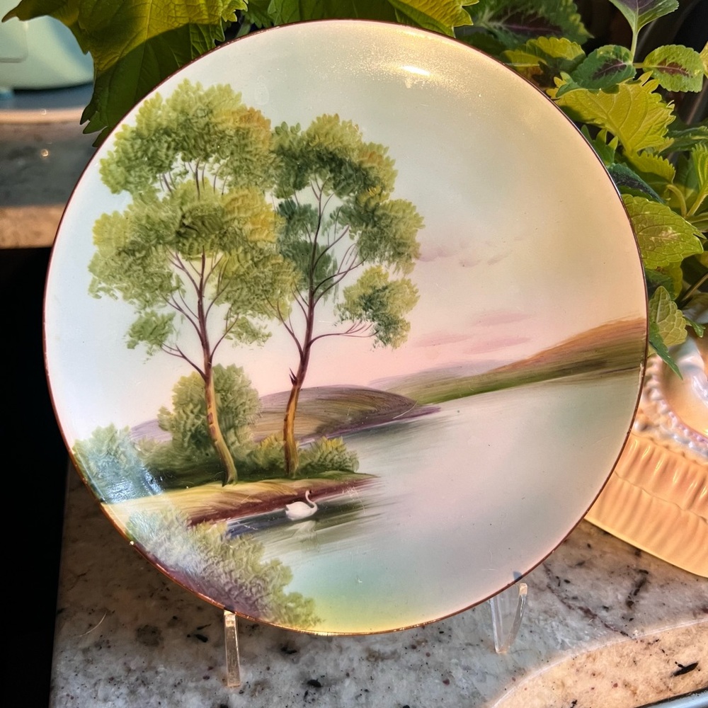 Noritake Scenic Plate with Green and Pink Accents